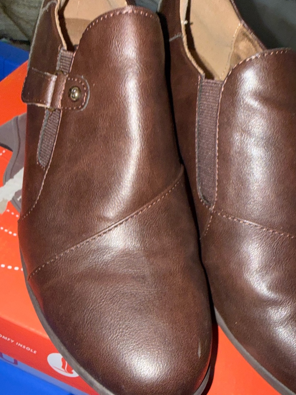 Women Brown Slip-On Leather Dress Boots by JBU